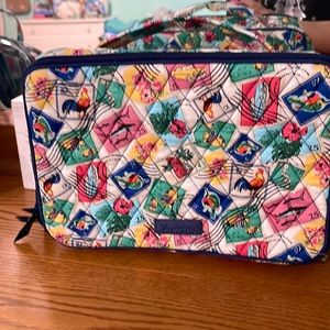 Vera Bradley late brush makeup case Cuban stamps